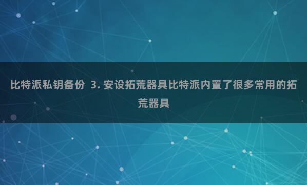 比特派私钥备份  3. 安设拓荒器具比特派内置了很多常用的拓荒器具